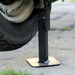 Heavy duty Lambretta rear wheel stand for changing the rear wheel. title