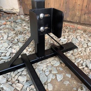 Black heavy duty metal scooter stand for a van