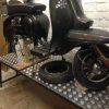 A scooter work bench constructed from heavy duty 25x25mm box section and aluminium tread plate.