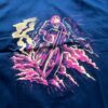 T-shirt with a pink skeleton riding a motorbike on it