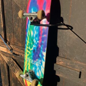 Skateboard on a purpose-built wall hanger