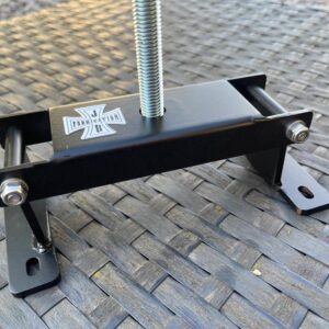 Folding Lambretta clutch compressor tool shown in an open position with bolt screwed through the central mechanism
