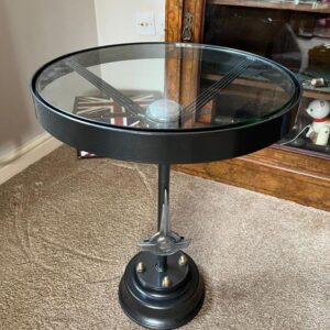 Morris minor coffee table made from a genuine steering wheel