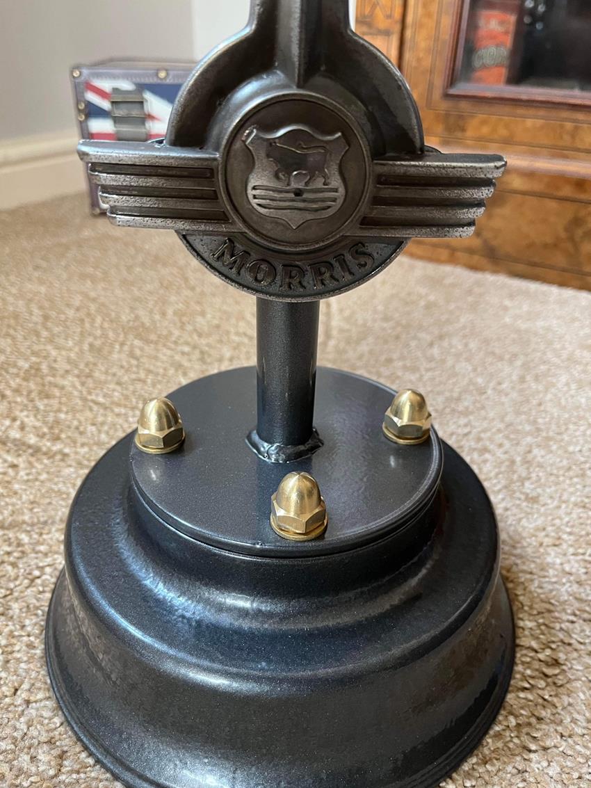 Morris minor coffee table base made from a genuine Morris Minor badge