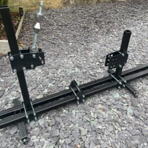 A black powder coated motorbike frame building jig