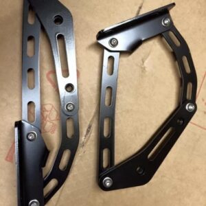 Black powder-coated bonnet hinges for a Ford Escort Mk 1 and 2