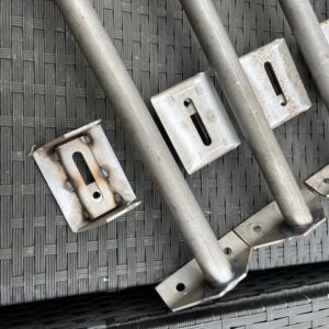 Classic Mini Bolt-in seat bar kit shown with the bars and fixings