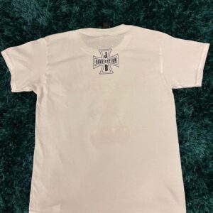 Rear of the Cherry Bomb ladies t-shirt showing the JB Fabrication logo